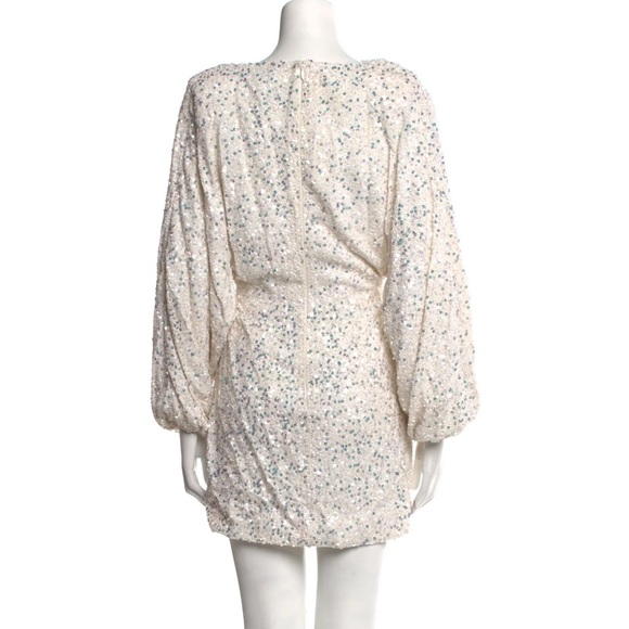 NWT Retrofete Aubrielle Sequin Chiffon Mini Dress - White Silver Size Small - Picture 12 of 12
